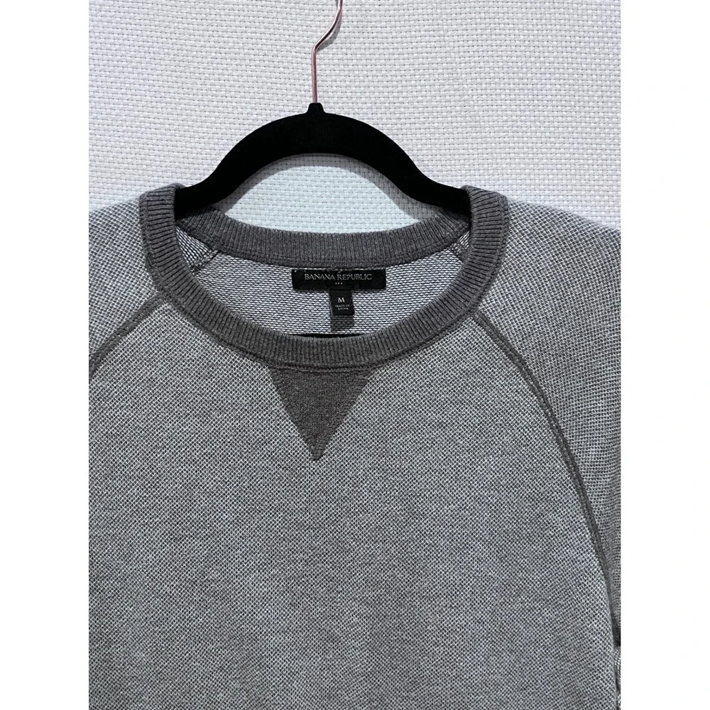 Banana Republic Mens Gray Textured‎ Crewneck Raglan Sleeve Sweater Size M